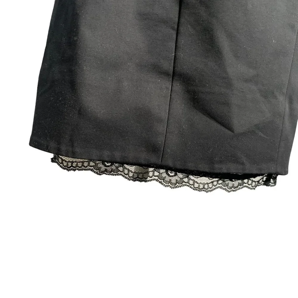 Pleated Waist Sleeveless Sheath Dress S Black Lined Lace Trim Exposed Zipper - Picture 7 of 7